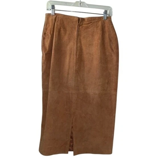 Falda midi de cuero camel Brandon Thomas para mujer talla 12 Foto 4 de 4