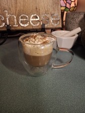 Double-Walled Glass 4 Espresso Coffee Mugs 3-4oz. Hot Cold Beverages Elegant