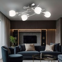 Spotlampe Deckenlampe Deckenleuchte DekorbläTter 4 Flammig Glas Chrom Klar E14