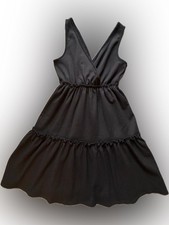 Sleeveless Black Tiered V-Neck Mini Dress