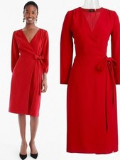 J Crew Size 4 365 Crepe Wrap Dress In Red Classic Christmas Holiday Festive