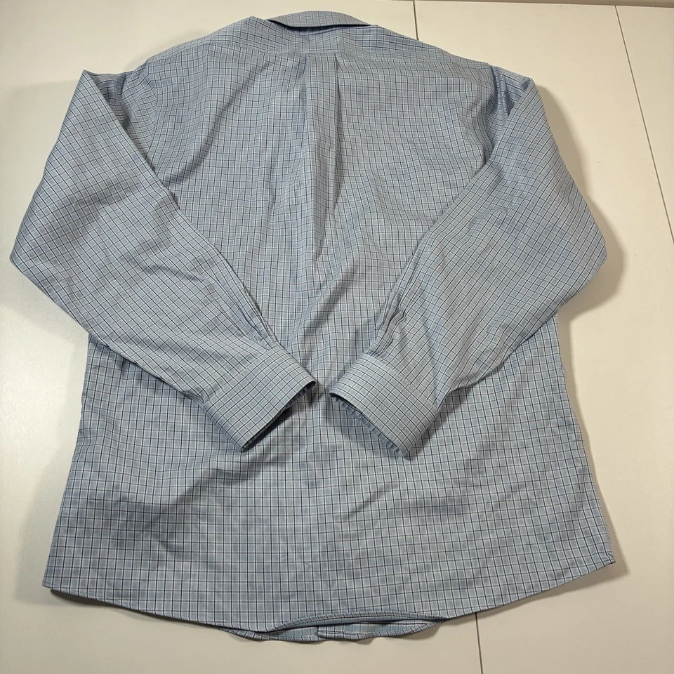Brooks Brothers Regent Shirt 15.5 33 Blue Plaid Oxford Button Non Iron Stretch - Image 4 of 4