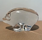 VTG Murano Clear Glass Pig Sculpture by Archimede Seguso Original Label Italy