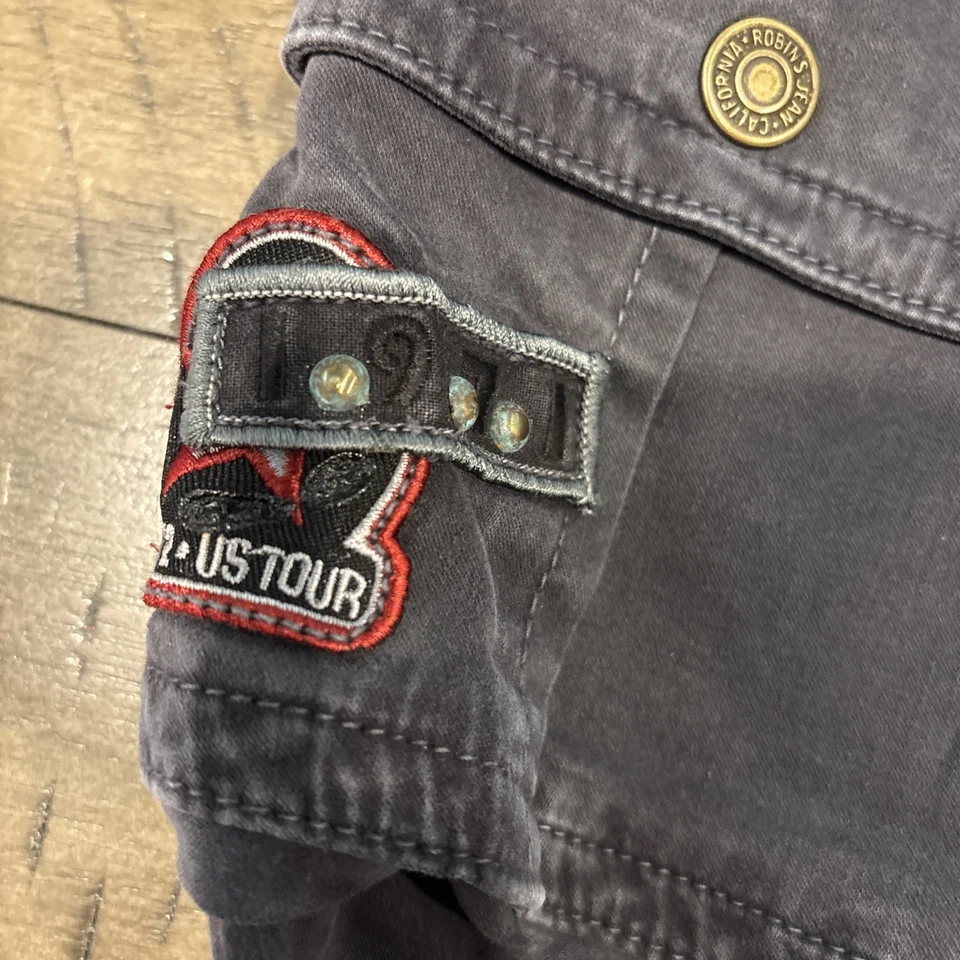 Robin’s Jean Azul Carga Hombre Talla 38 Cintura Militar Cristales Tachonados De Colección Foto 4 de 4