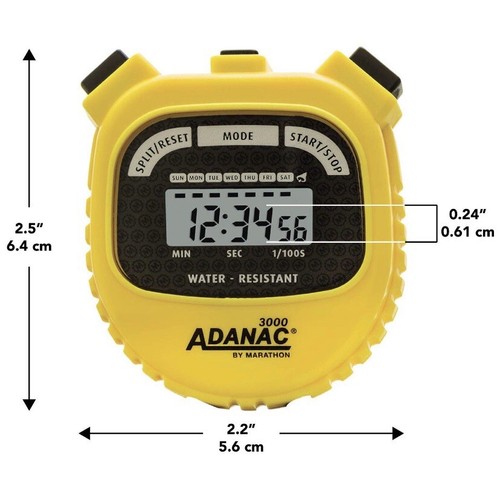 Digital Sports Stopwatch Timer w/ Large Display & Buttons Water Resistant Yellow - 第 2/4 張圖片