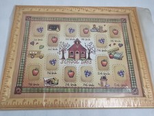 School Days Picture Frame  Insert Holds Twelve School Photos Wooden Ruler Frame