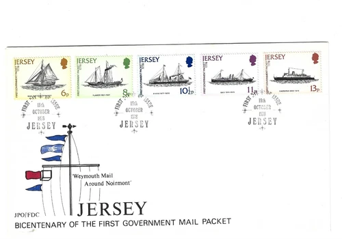 Jersey Comm/FDC   - Bicentenary of 1st Gov Mail Packet - 1978 (JY17)