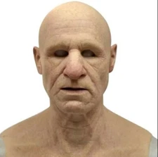 Halloween Realistic Old Man Head Mask Exquisite Latex headgear bald Real Costume