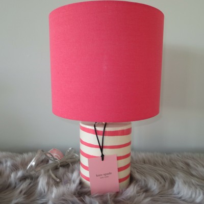 Kate Spade Lipstick Pink White Zebra Stripe Short Cylinder Desk