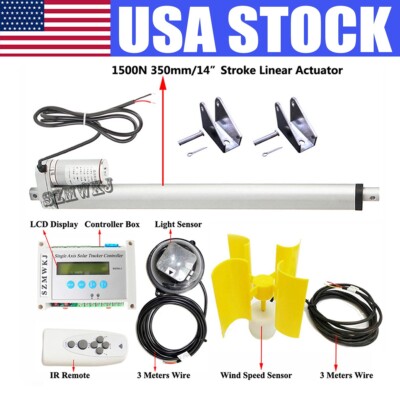 DIY Single Axis Solar Tracking Tracker-14'' Linear Actuator Anemometer System SJ