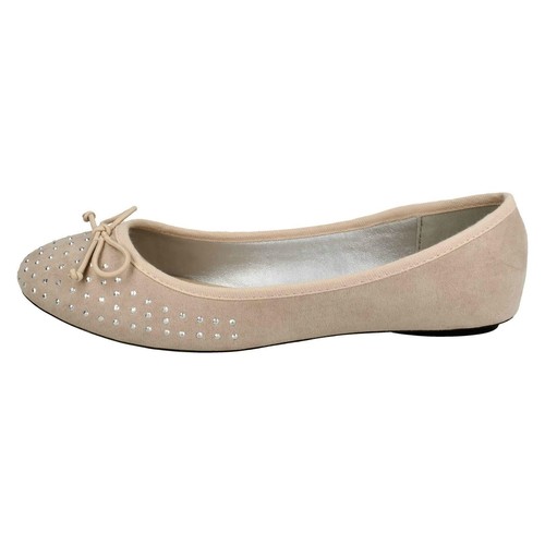 Mujer Spot On F8R0383 Estilo Bailarina Zapatos sin Cordones con Lazo & Tachuelas - Imagen 3 de 10