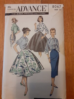 1957 Advance #8067 Teen Size 10 Bust 30 Two Skirts, One Blouse Coodinates |  eBay