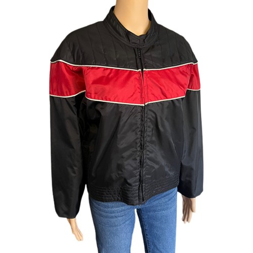 Motorcycle Rally USA Moto Street Bike Jacket Black/Red Nylon - Size Large - Picture 6 of 10