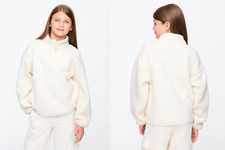 NWT Gap 49.95 Kids Sherpa Half-Zip Pullover, Ivory Frost, Sz XXL 14/16 