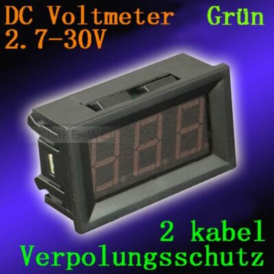 DC 2.7-30V Green LED Digital Voltmeter Voltage Meter Volt Display Panel Meter