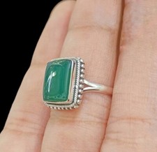 Green Onyx Ring 925 Sterling Silver Ring Onyx Gemstone Ring Women's Rings