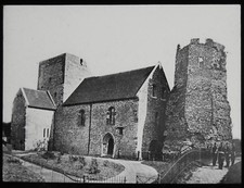 Glass Magic Lantern ST MARYS CHURCH DOVER CASTLE C1890 VICTORIAN PHOTO ENGLAND