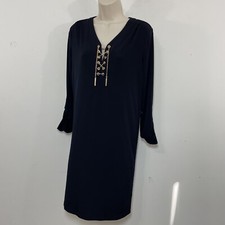 NWT Michael michael Kors Black jersey Shift Dress Gold Chain Small long Nautical