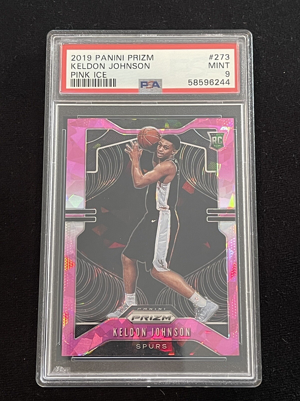 2019-20 Panini Prizm Keldon Johnson Pink Cracked Ice RC PSA 9 MINT #273 (B)