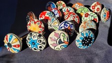 Vintage Floral Decorative Ceramic Knobs for Dressers Cabinets Door Set of 20