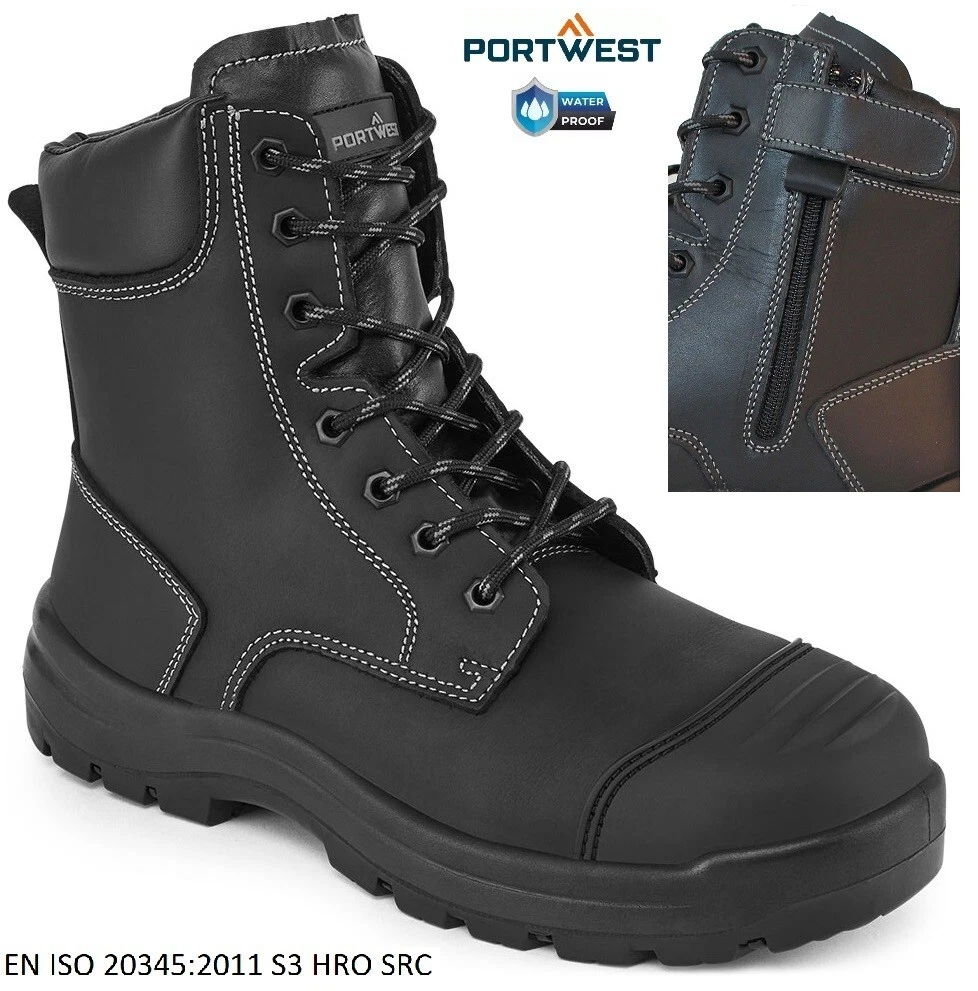 MENS PORTWEST WATERPROOF S3 SAFETY MILITARY COMBAT BOOTS POLIC WORK SHOES ZIP SZ