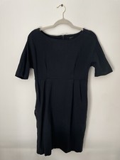 Women’s Ann Taylor Dress Black Boat Neck Half Sleeve Knee Length Zipper Size 4