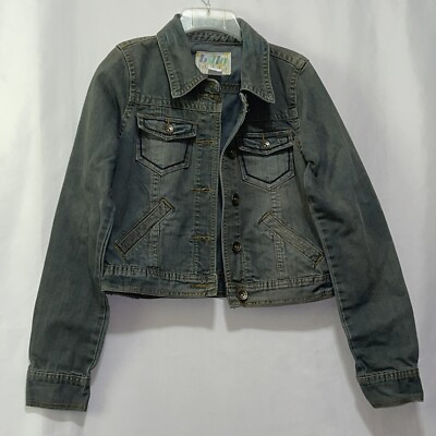 Billabong cropped jean jacket womens size small euc e1500
