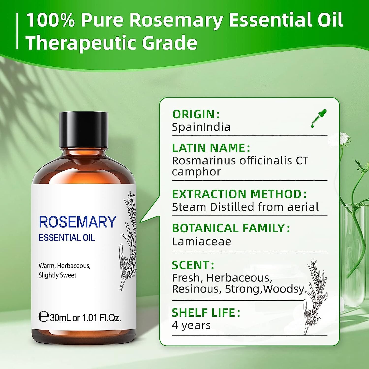 HIQILI Rosemary Oil for Hair, Pure Therapeutic Grade Rosemary Essential