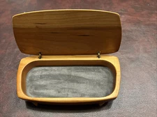 Kellam Studio Artesian Crafted Cherry Wood Jewelry Box Suede Lined Made in USA