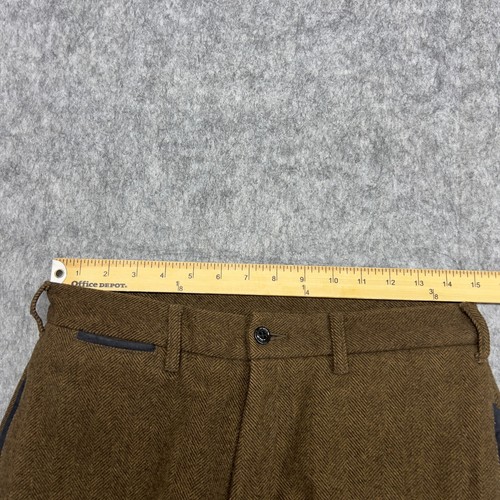 Pantalone LL BEAN uomo 30x32 marrone spina di pesce lana cashmere pantalone classico vintage - Foto 9 di 13