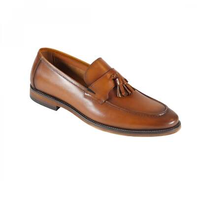 Azor Parma hellbraune Leder-Loafer mit Quasten ZM3907