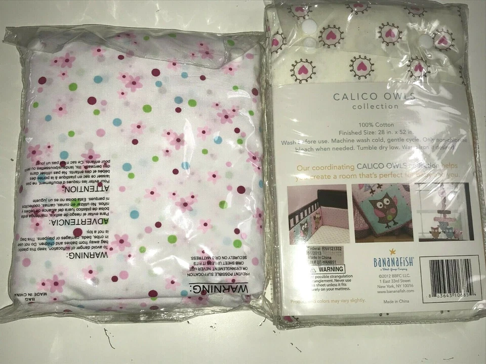 Nuevo par de sábanas ajustables para cuna BananaFish & Lambs & Ivy para niñas 28 x 52 pulgadas Guardería Foto 2 de 2