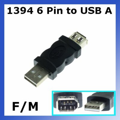 Firewire IEEE 1394 6 Pin F zu USB M Adapter Konverter 52x18x9mm für USB 1.1/2.0