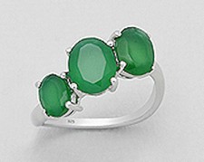 9mm Wide 4g Solid Sterling Silver 3 stone Genuine Natural Emerald Ring Size 8