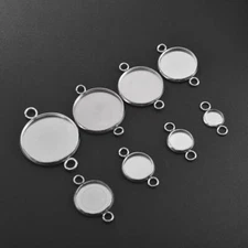 Stainless Steel Cabochon Base Round Blank Bezel Trays Settings Jewelry DIY 30pcs