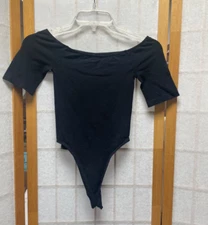 WOLFORD  Velvet de Luxe Black Bodysuit Short Sleeve Size S Thong