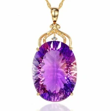 Fashion Silver Plated Amethyst Necklaces Gold Chain Pendants Women Lab-Created
