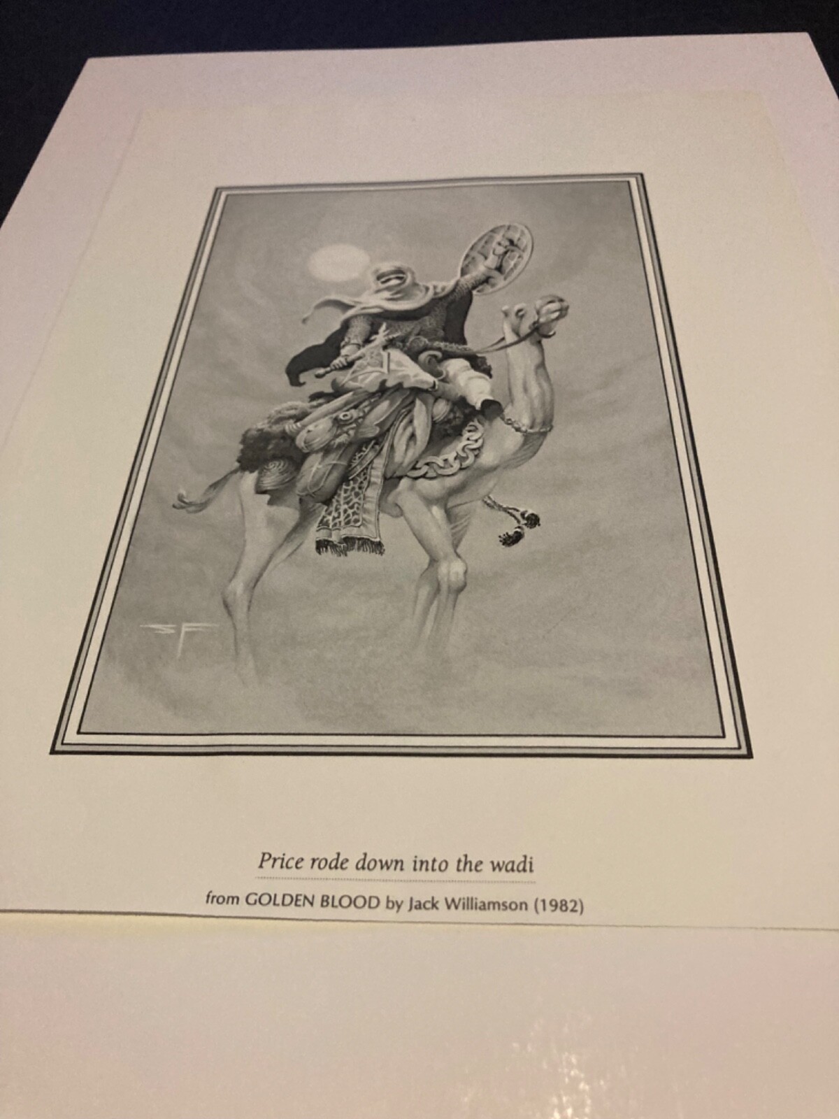 Steven E Fabian 1982 Golden Blood warrior on camel art print