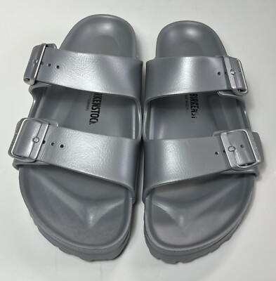 Birkenstock Arizona Silver Sandals Slides Unisex Pool Shoes  display picture 1