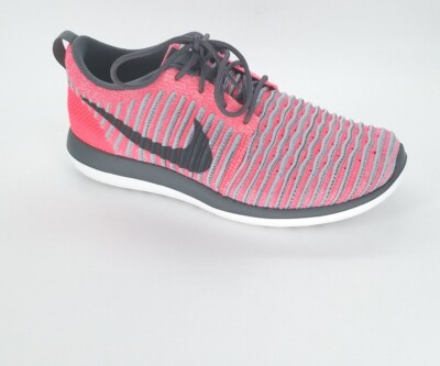 2391 Nike Girls Roshe Two Flyknit Sneakers Hot Punch/Dark Grey