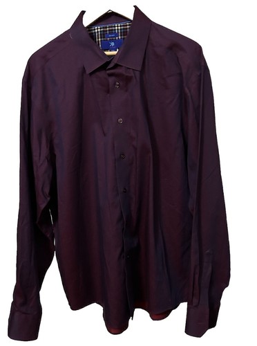 Egara Men's XXL Profilo Tessile Non-Iron Shiny red with pink Dots Dress Shirt