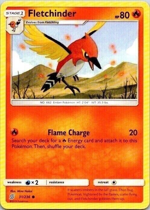 Fletchinder Unified Minds 31/236 2019 Common Non Holo Pokemon Card TCG CCG 
