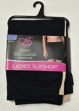 Bobbie Brooks 2-PACK Seamless Slipshort Shapewear Black/Beige Sz LARGE / XL D13