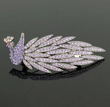 Phoenix Purple Austrian Rhinestone Hair Barrette Clip Ponytail Holder Comb B114P