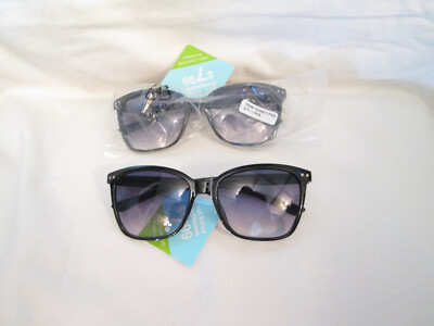 2 Pair Foster Grant Best Value Sunglasses 100% UVA/UVB, Black, Gradient Lens NWT