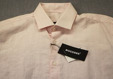 BOGOSSE Mens Pink  White Striped Dress Shirt NWT L 16 34/35  200