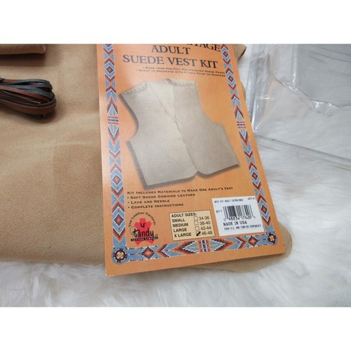 Tandy Leather Factory Native Heritage Adult Suede Vest Kit Size XL New Open Box - Picture 3 of 8