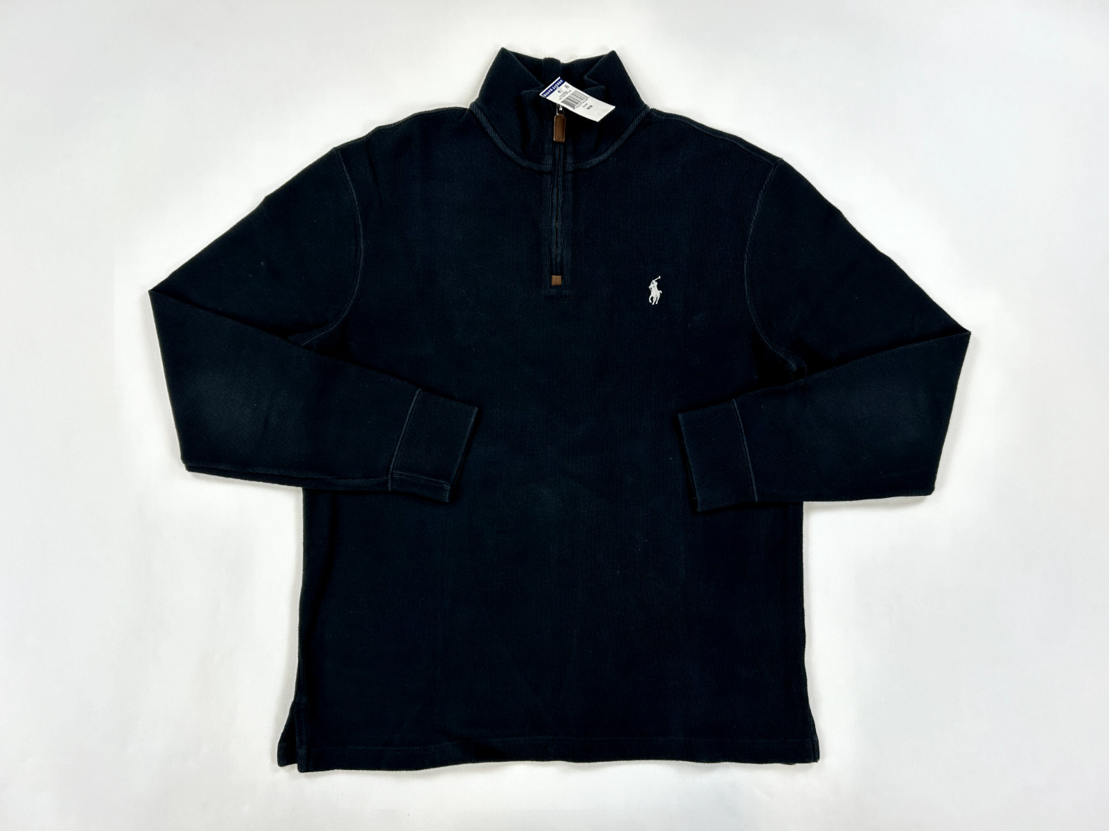 Поло Ralph Lauren с длинным рукавом и застежкой на молнию 1/2 - Черный (Белый пони) - Размер: Средний