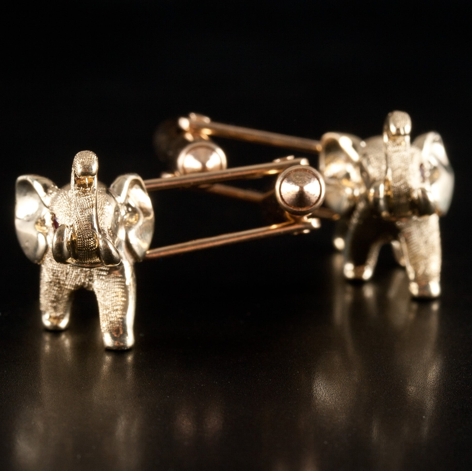 14k Yellow Gold Round Ruby Solid Elephant Style C… - image 6