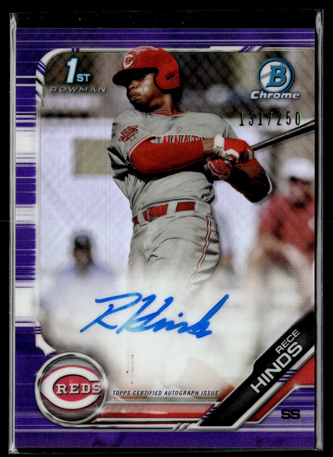 2019 Bowman Draft  Rece Hinds Chrome Draft Autographs Purple Refractor #/250